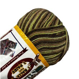 Bernat SOX Skein Of Yarn CAMOUFLAGE #42242 Green Taupe Brown